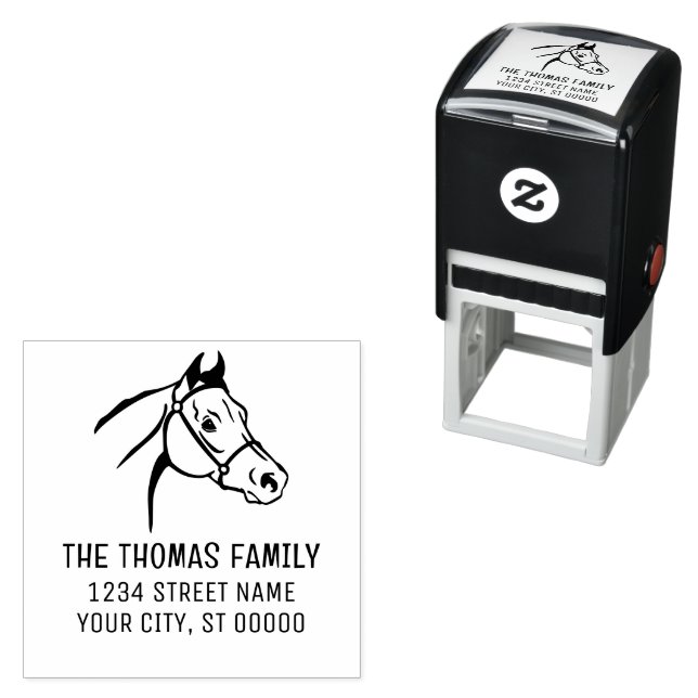 Horse Head Name Return Address Self-inking Stamp (In Situ)