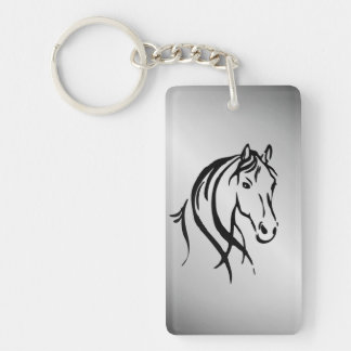 Horse Head on Silver Keychain