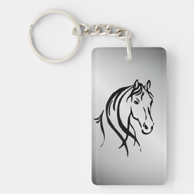 Horse Head on Silver Keychain (Front)