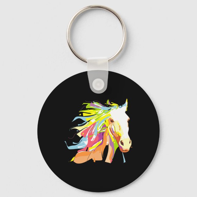 Horse Head Rainbow Art  Keychain (Front)