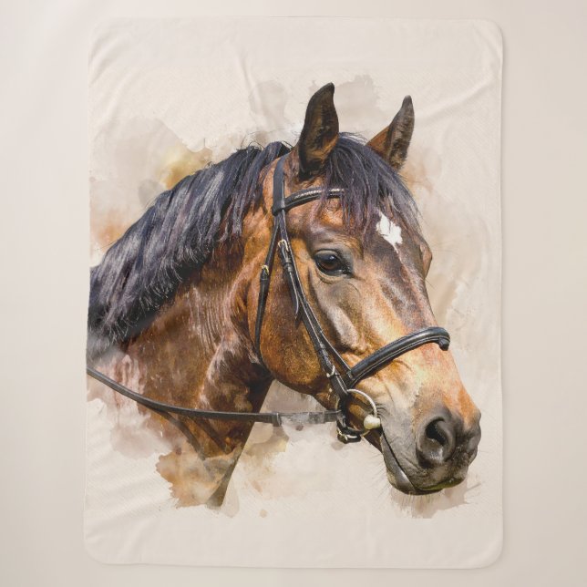 Horse Head Sherpa Blanket (Front)