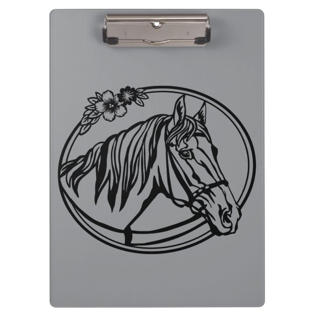 Horse head with flowers  clipboard (Front)