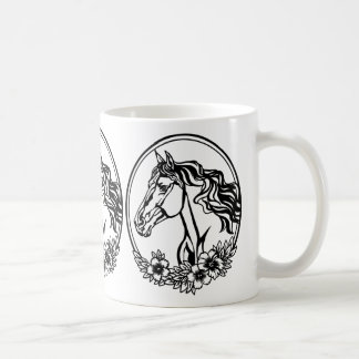 Horse head with flowers coffee mug