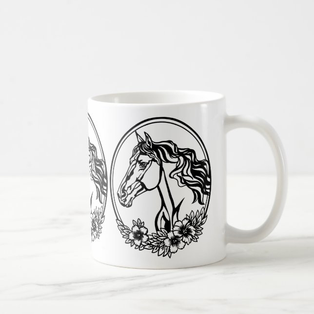 Horse head with flowers  coffee mug (Right)