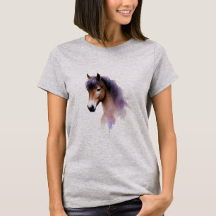 Horse Head With Purple Mane Art T-Shirt