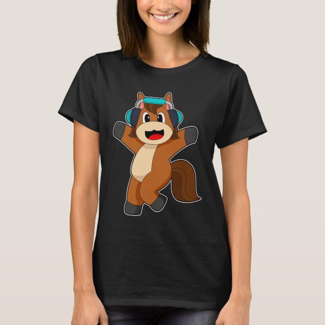 Horse Headphone Music T-Shirt (Front)
