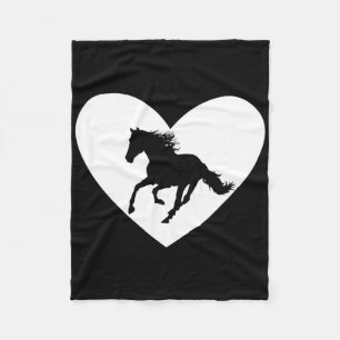 Horse Heart Silhouette Equestrian Horseback Valent Fleece Blanket
