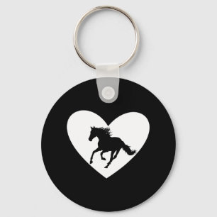 Horse Heart Silhouette Equestrian Horseback Valent Keychain