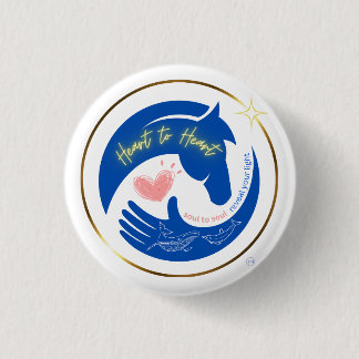 Horse Heart to Heart Healing Vibes Logo 1 Inch Round Button
