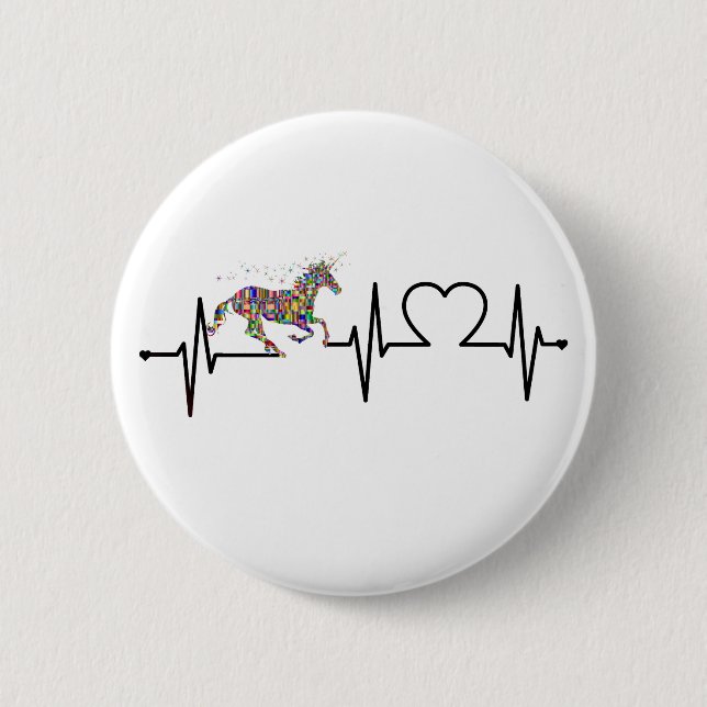 horse heartbeat 2 inch round button (Front)