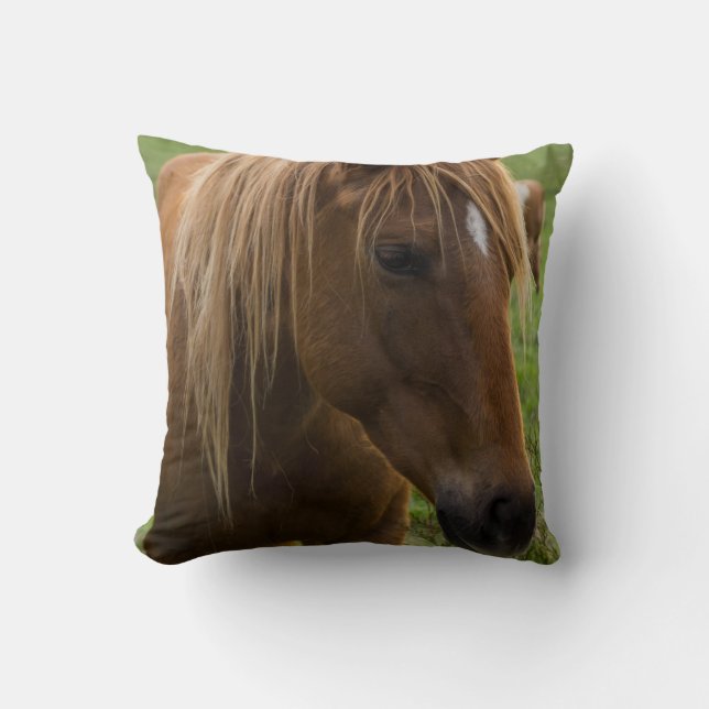 Horse Hello Throw Pillow (Front)
