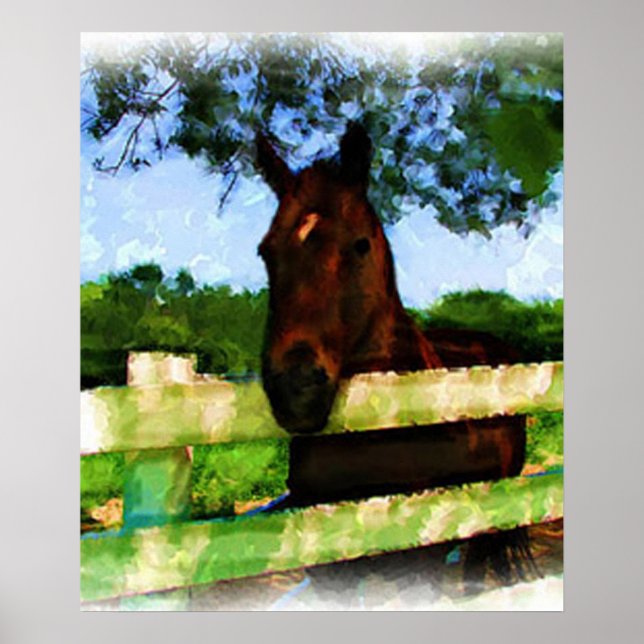 Horse Hello Watercolor Poster (Front)