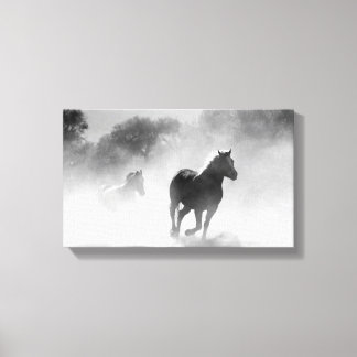 Horse Herd | Black and White Canvas Print