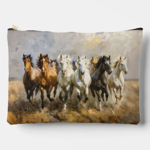 Horse Herd Galloping Mustang Painting Accessory Pouch