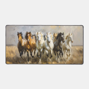 Horse Herd Galloping Mustang Painting Desk Mat