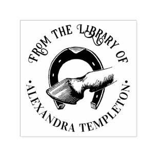 Horse Hoof Horseshoe Library Book Name Self-inking Stamp