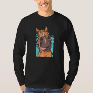 Horse Horse Face Tongue Silhouette Riding Horse T-Shirt
