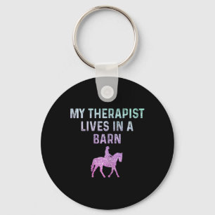 Horse Horseback Riding Funny My Therapist Lives In Keychain