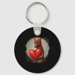 Horse Hugging Heart Valentines Day Horseback Ridin Keychain