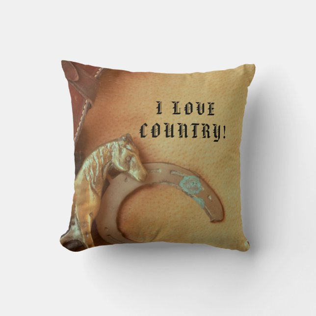 Horse I LOVE COUNTRY! west /  Throw Pillow (Front)