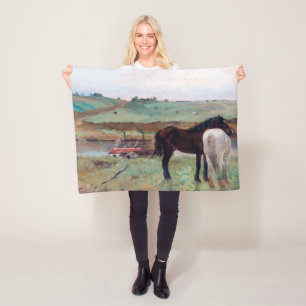 Horse in a Meadow, Edgar Degas Fleece Blanket