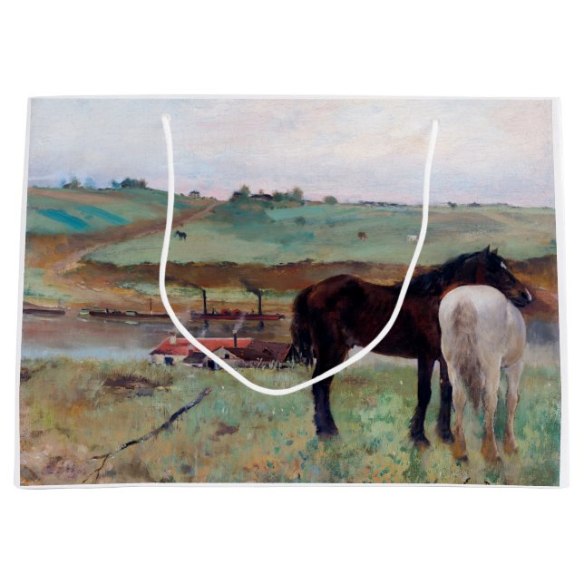 Horse in a Meadow, Edgar Degas Large Gift Bag (Front)