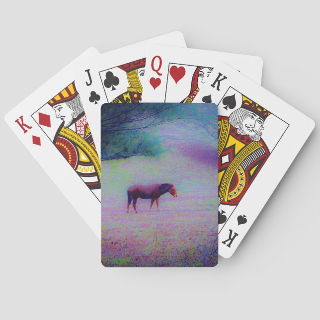 Horse IN A RAINBOW PURPLE FIELD : add name Playing Cards (Back)