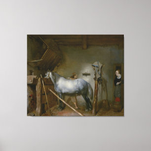 Horse in a Stable, c.1652-54 (oil on panel) Canvas Print