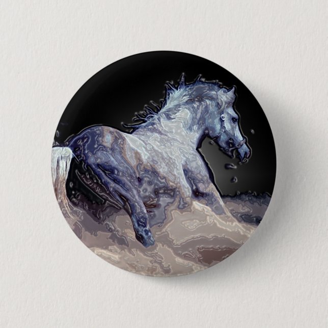 Horse in Action 2 Inch Round Button (Front)