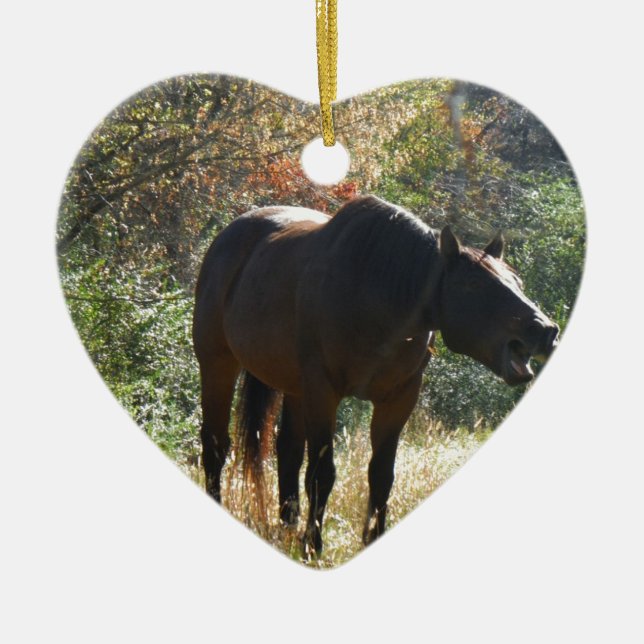 Horse in Autumn Ceramic Ornament (Front)