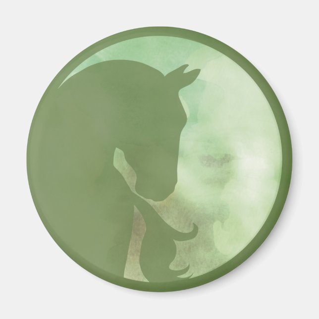 Horse in Circle - Green Magnet (Front)