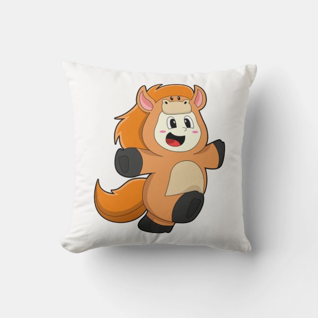 Horse in Costume Throw Pillow (Front)