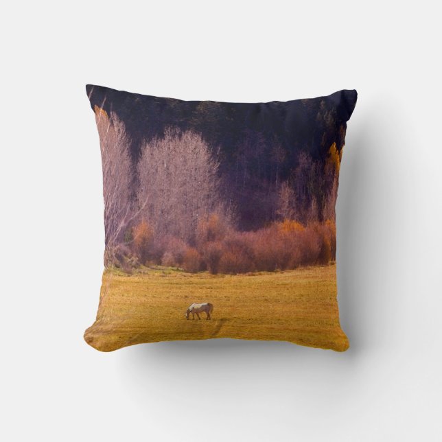 Horse In Fall I Throw Pillow (Front)