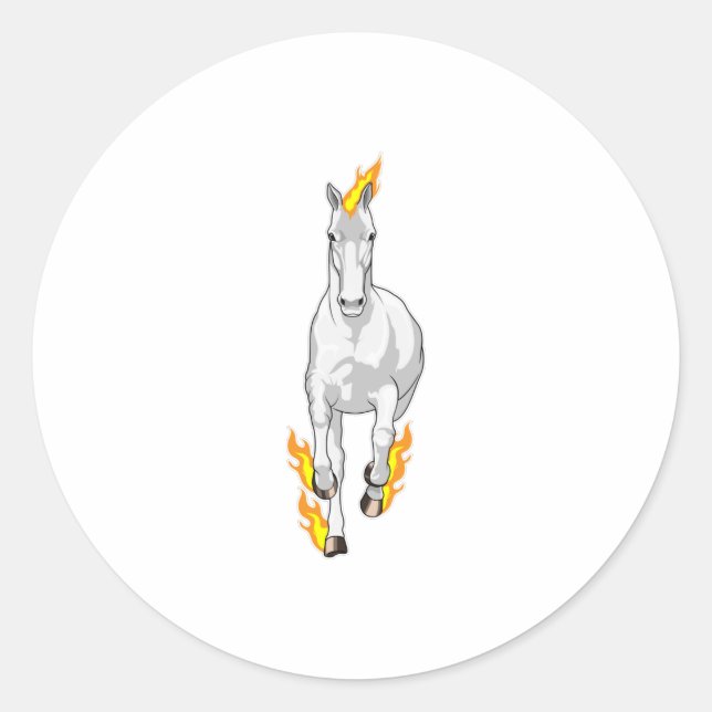 Horse in Flame Classic Round Sticker (Front)