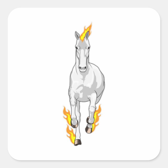 Horse in Flame Square Sticker (Front)