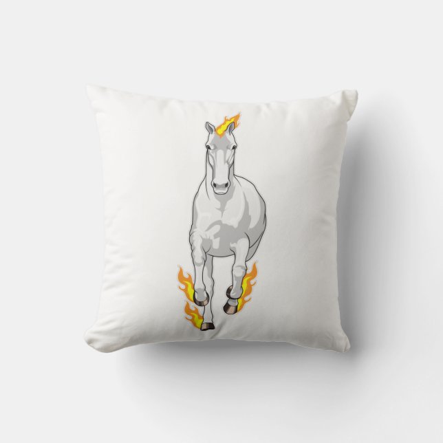 Horse in Flame Throw Pillow (Front)