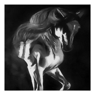 Horse In Grey On Black  Poster