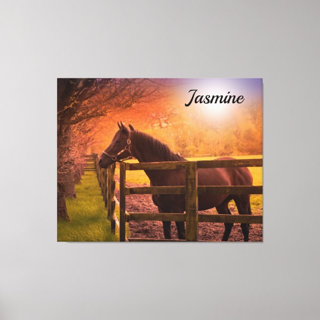 Horse in Paddock Personalized Canvas Print (Front)