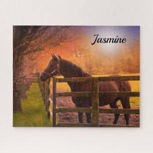 Horse in Paddock Personalized Jigsaw Puzzle