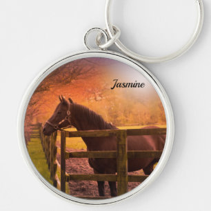 Horse in Paddock Personalized Keychain