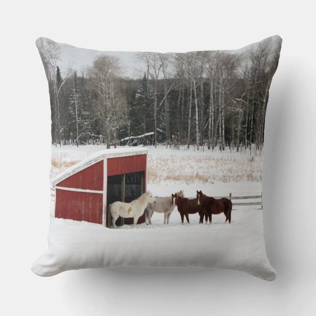 Horse in Snow Pillow (Front)