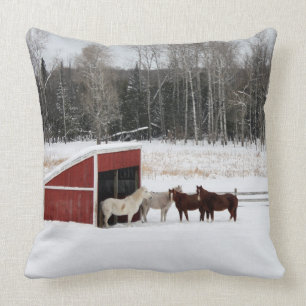 Horse in Snow Pillow