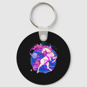 Horse In Space Jumping Galloping Horseback Riding Keychain