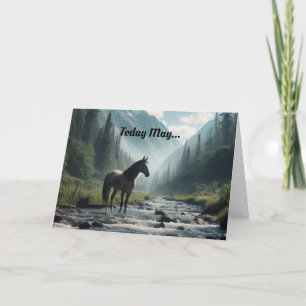 Horse In Stream Birthday Greeting Card