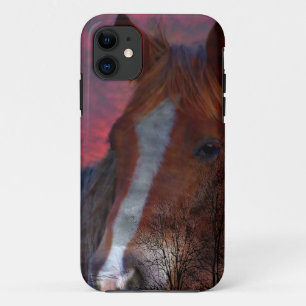 horse in sunset iphone case