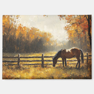 Horse in the Field Golden Hour Painting Magnet