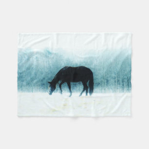 horse in the mist fleece blanket
