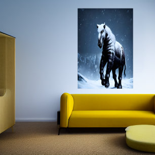 Horse in the snow   AI Art Poster