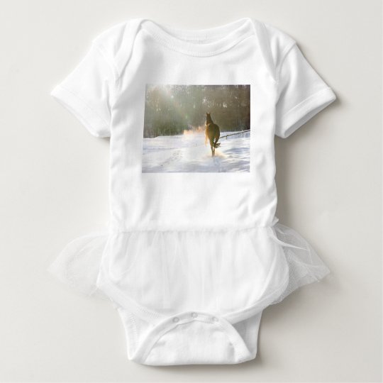 Horse in the snow baby bodysuit
