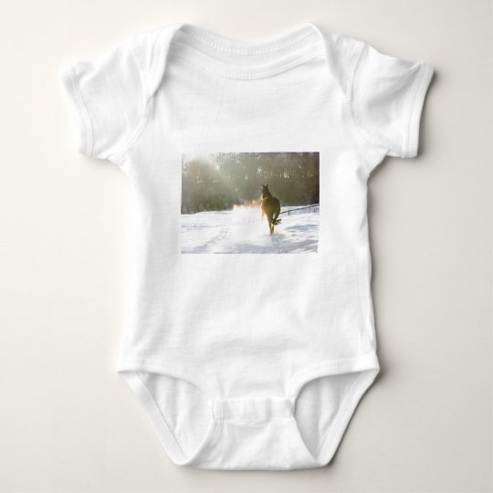 Horse in the snow baby bodysuit